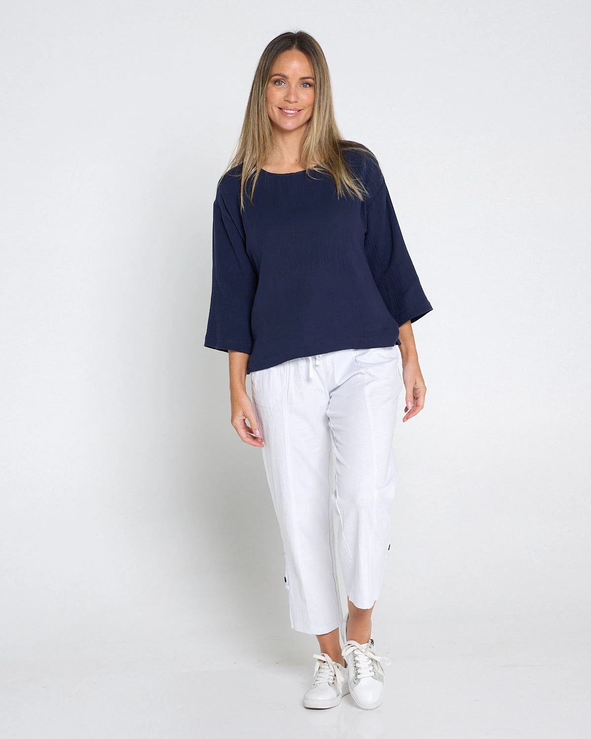 ULT31729TARIN_3_4_Sleeve_Top_Navy__36328_White_Cargo_Pant_Petite_175684x5_product-social-2.webp